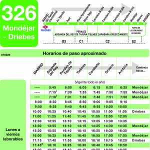 Horario de ida Línea 326 Autobuses Interurbanos