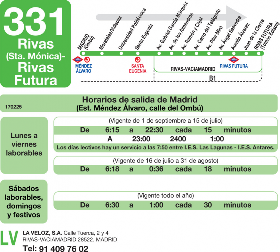 Horario de ida