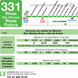 Horario de ida Línea 331 Autobuses Interurbanos