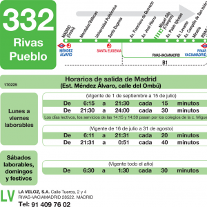 Horario de ida Línea 332 Autobuses Interurbanos