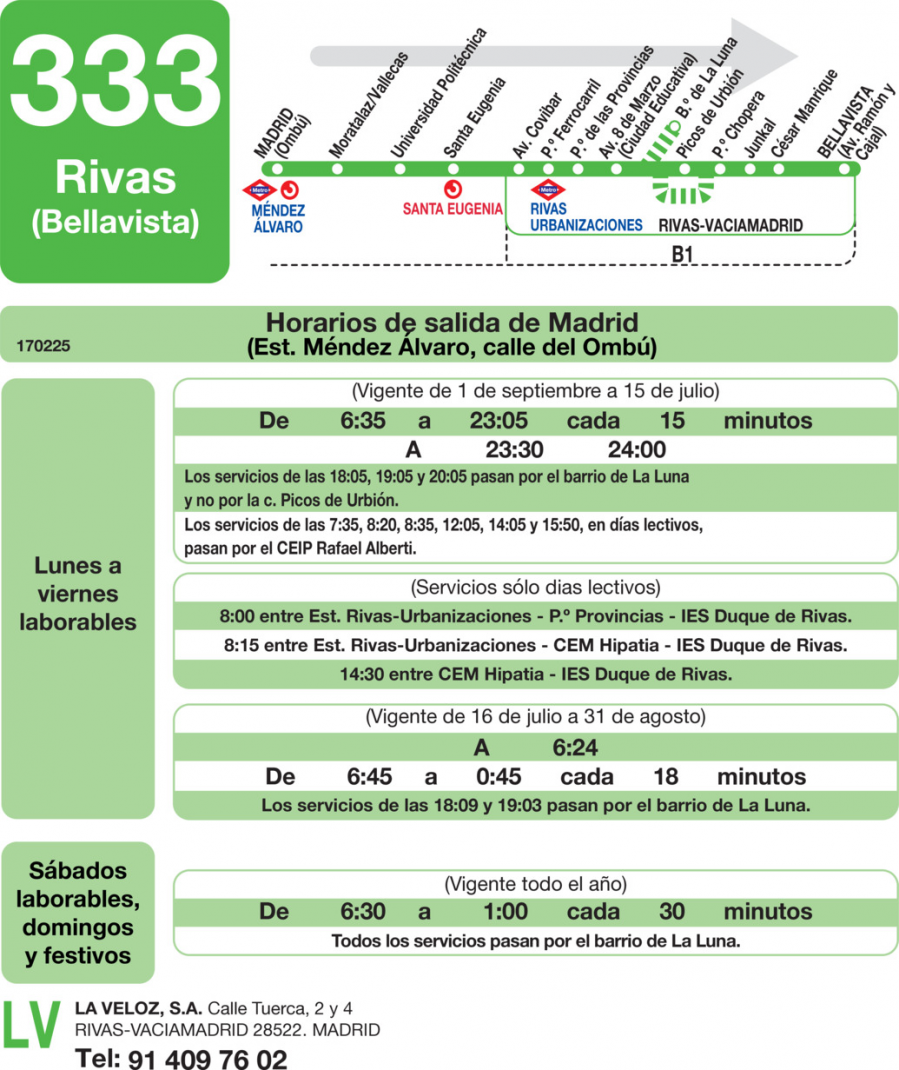 Horario de ida