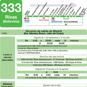 Horario de ida Línea 333 Autobuses Interurbanos