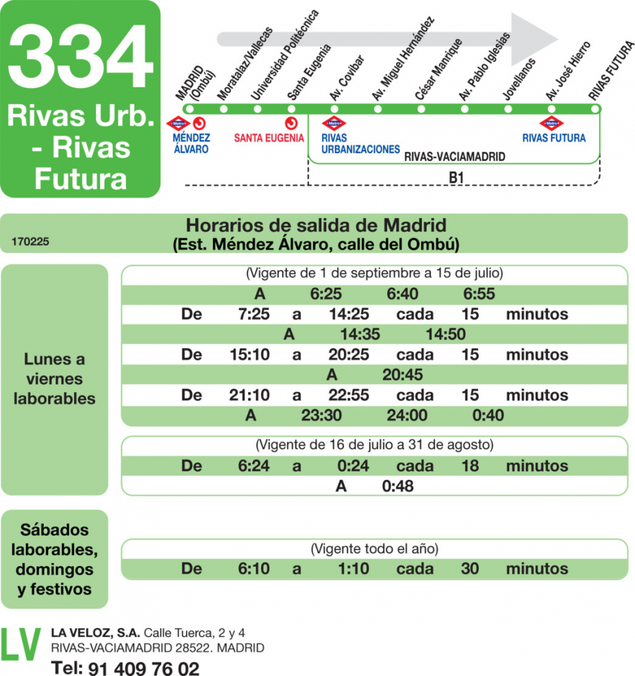 Horario de ida