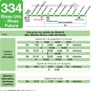 Horario de ida Línea 334 Autobuses Interurbanos