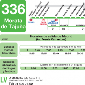 Horario de ida Línea 336 Autobuses Interurbanos