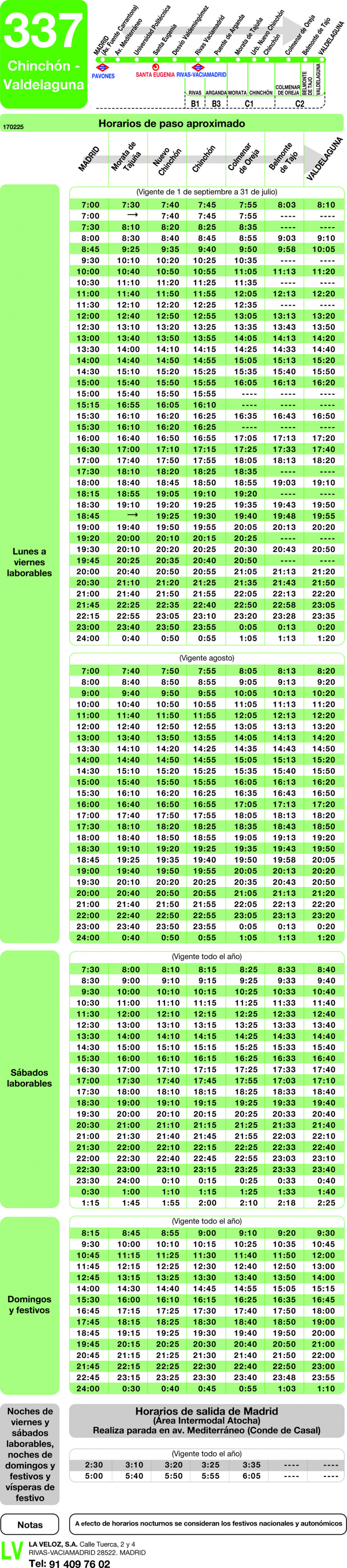 Horario de ida