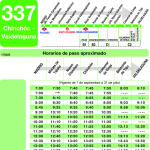 Horario de ida Línea 337 Autobuses Interurbanos