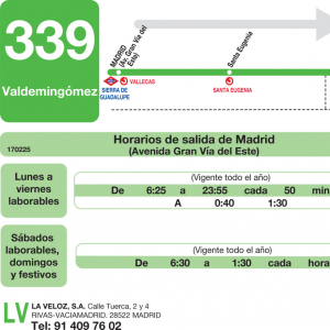 Horario de ida Línea 339 Autobuses Interurbanos
