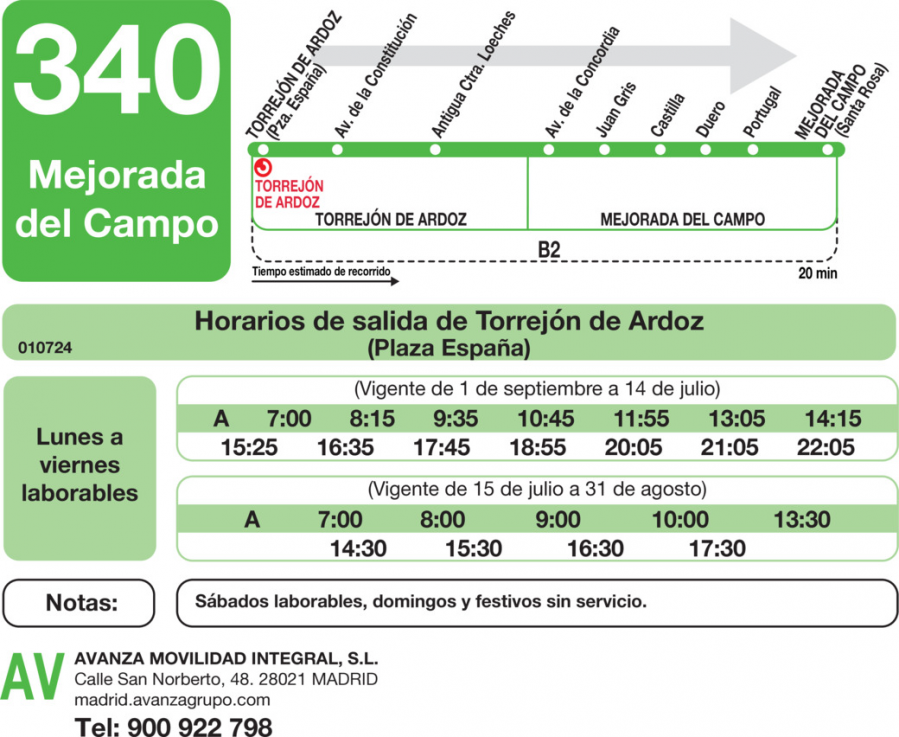 Horario de ida