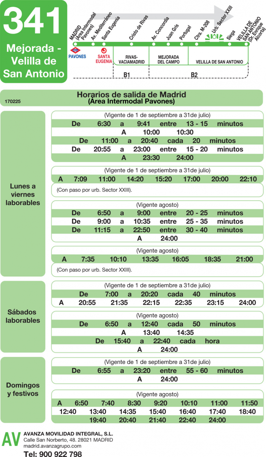 Horario de ida