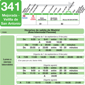 Horario de ida Línea 341 Autobuses Interurbanos