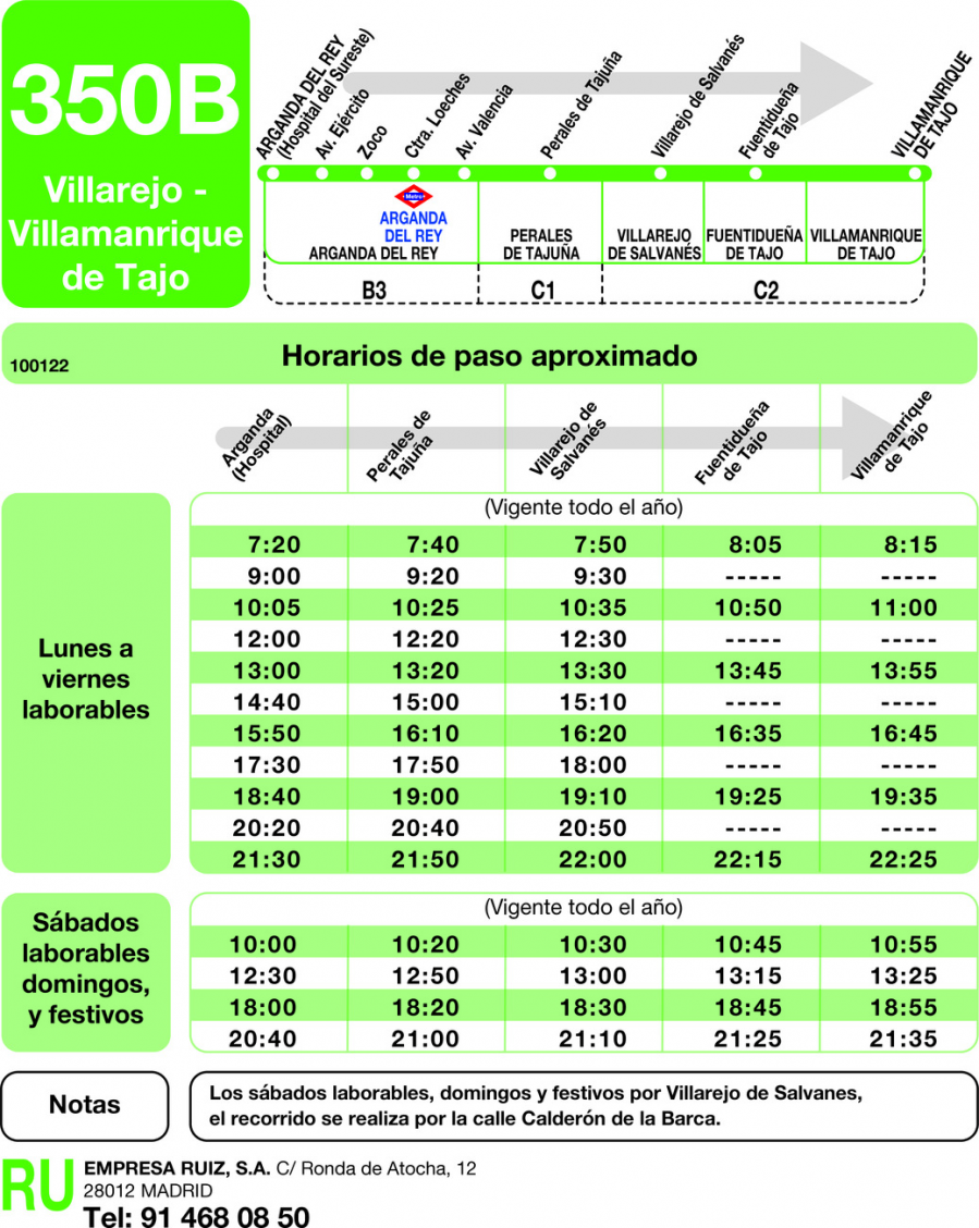 Horario de ida