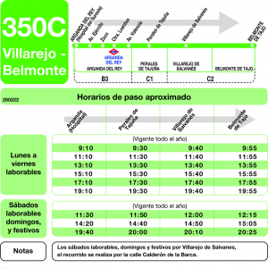 Horario de ida Línea 350-C Autobuses Interurbanos