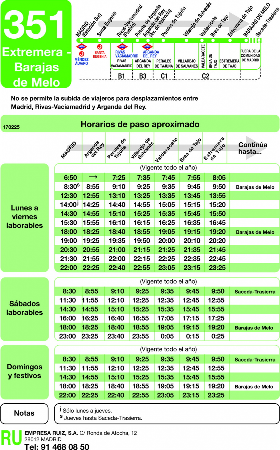 Horario de ida