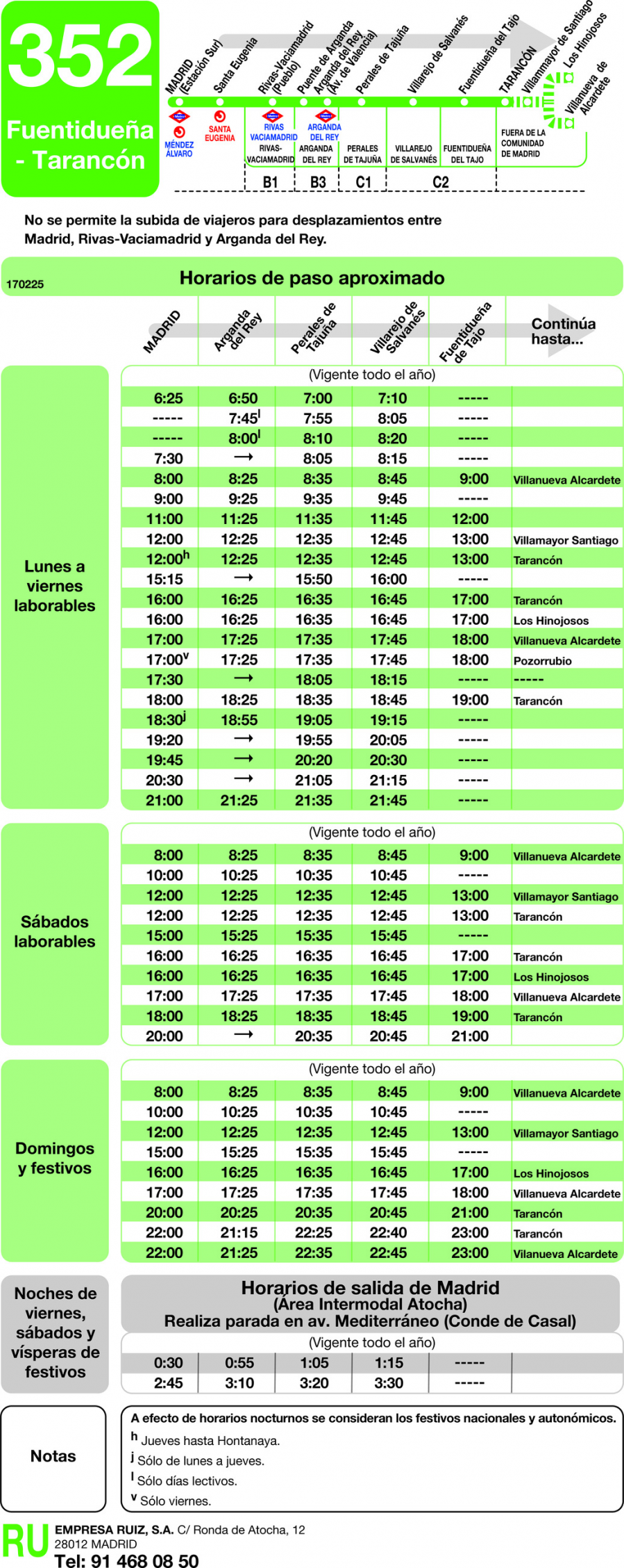 Horario de ida