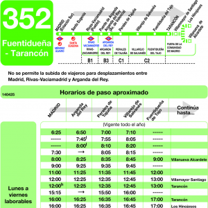 Horario de ida Línea 352 Autobuses Interurbanos