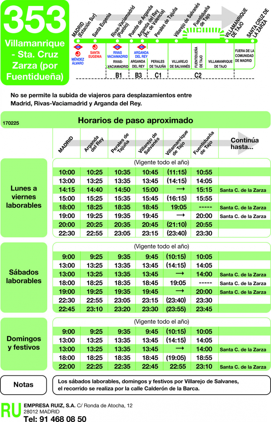 Horario de ida