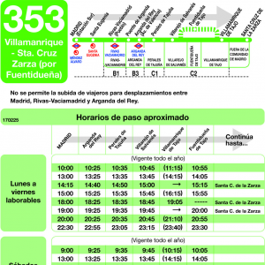 Horario de ida Línea 353 Autobuses Interurbanos