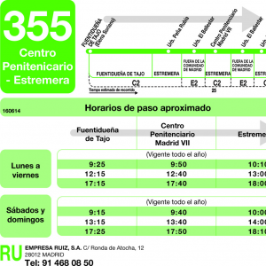 Horario de ida Línea 355 Autobuses Interurbanos
