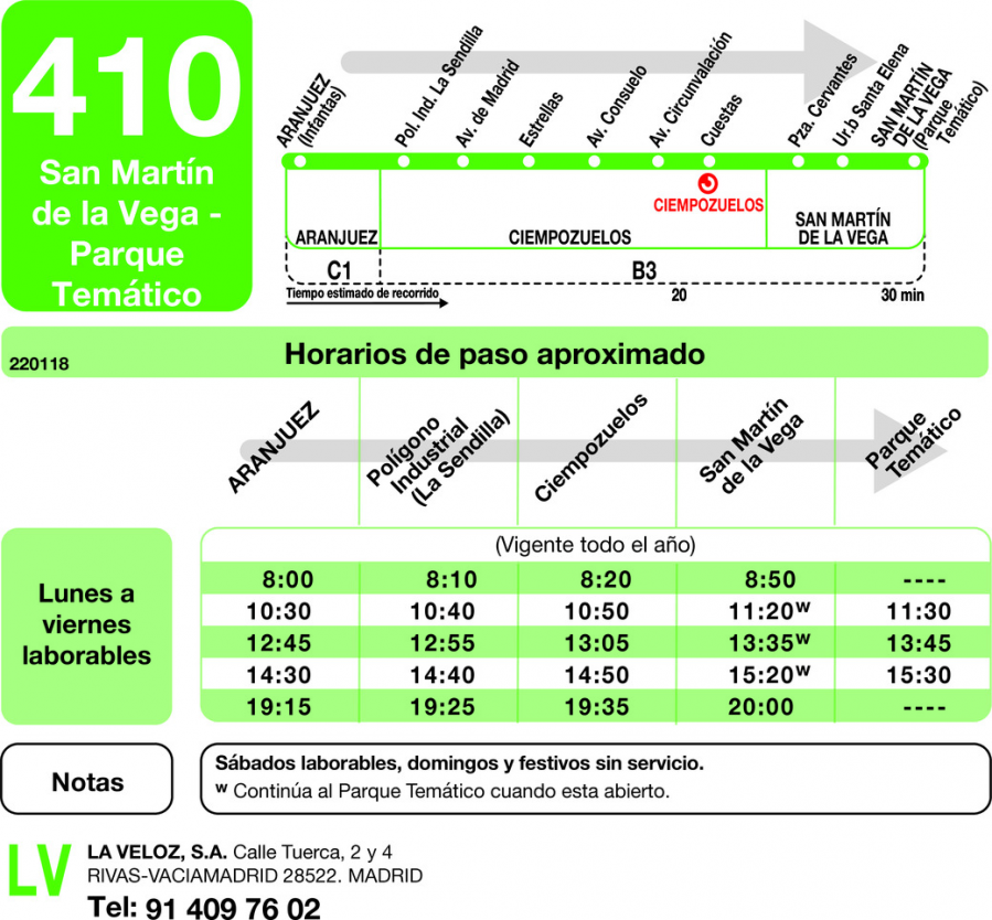 Horario de ida