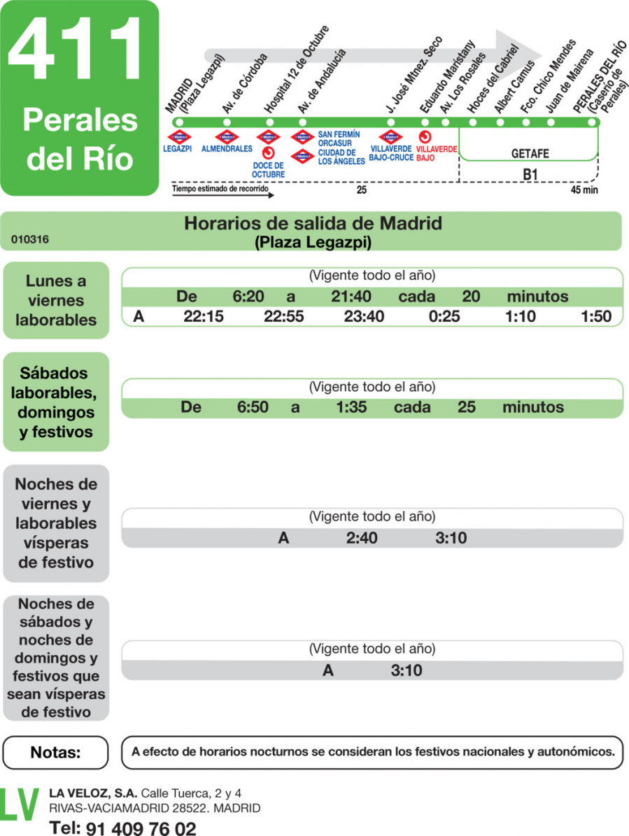 Horario de ida