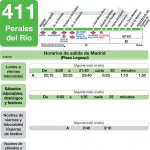 Horario de ida Línea 411 Autobuses Interurbanos