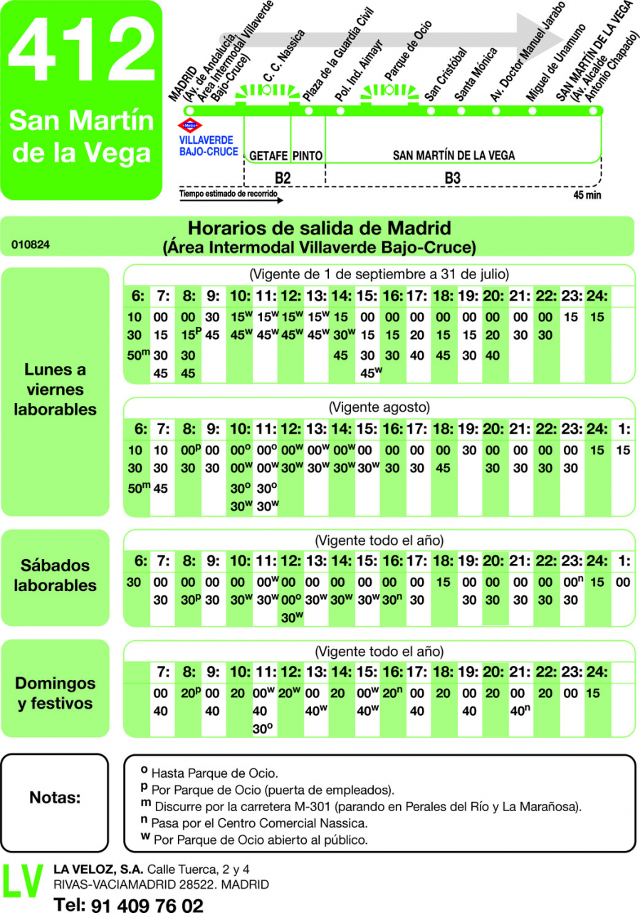 Horario de ida