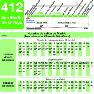 Horario de ida Línea 412 Autobuses Interurbanos