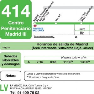 Horario de ida Línea 414 Autobuses Interurbanos
