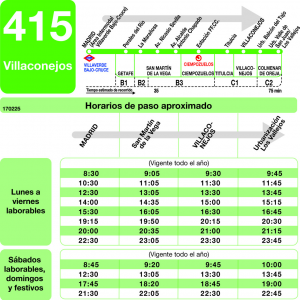 Horario de ida Línea 415 Autobuses Interurbanos