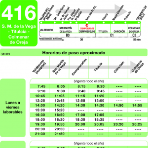 Horario de ida Línea 416 Autobuses Interurbanos
