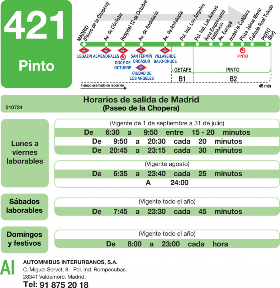 Horario de ida