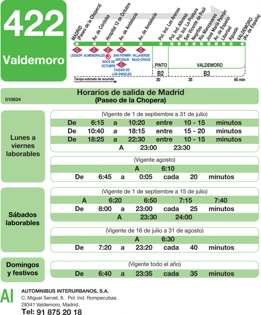 Horario de ida