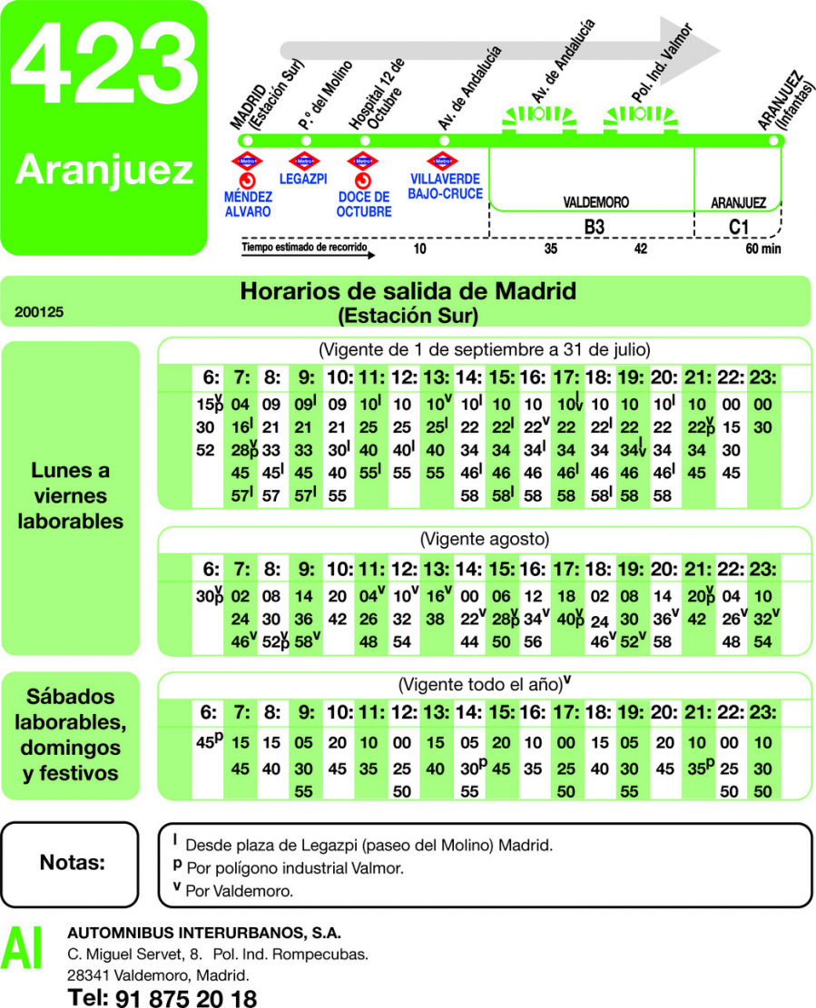 Horario de ida