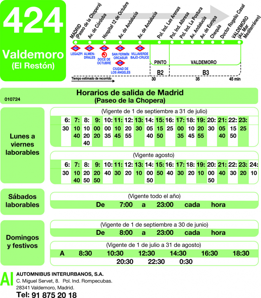 Horario de ida