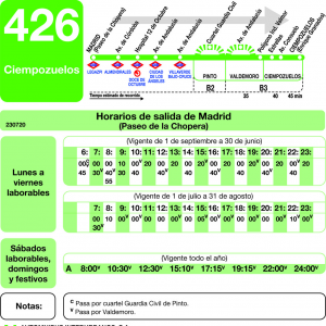 Horarios de autobús 426: Madrid - Valdemoro - Ciempozuelos