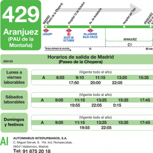 Horario de ida Línea 429 Autobuses Interurbanos