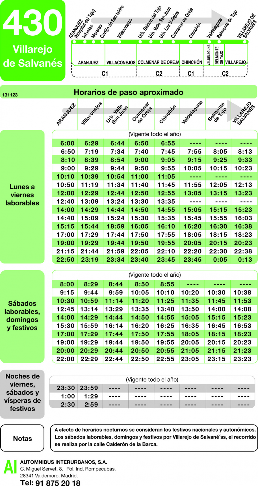 Horario de ida