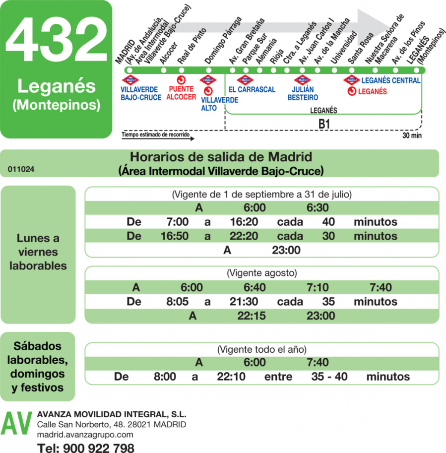 Horario de ida