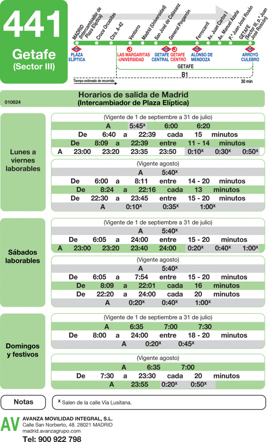 Horario de ida