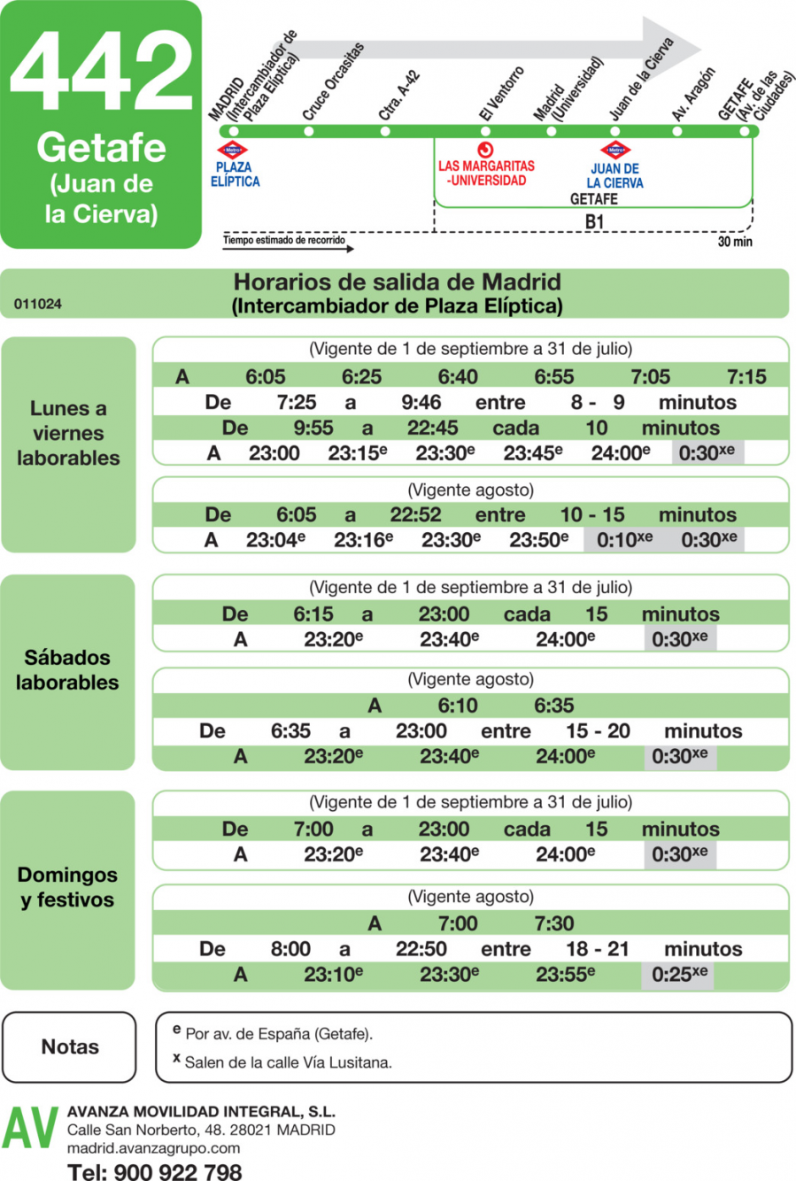 Horario de ida