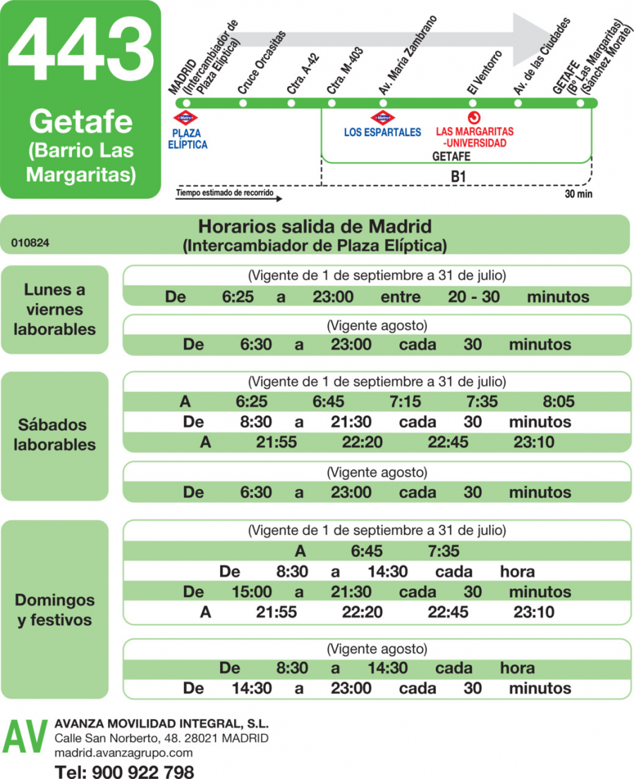 Horario de ida