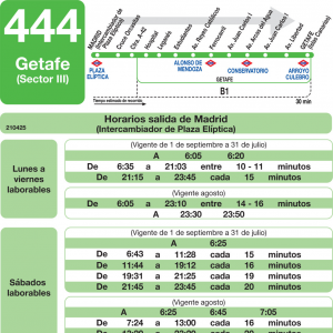 Horario de ida Línea 444 Autobuses Interurbanos