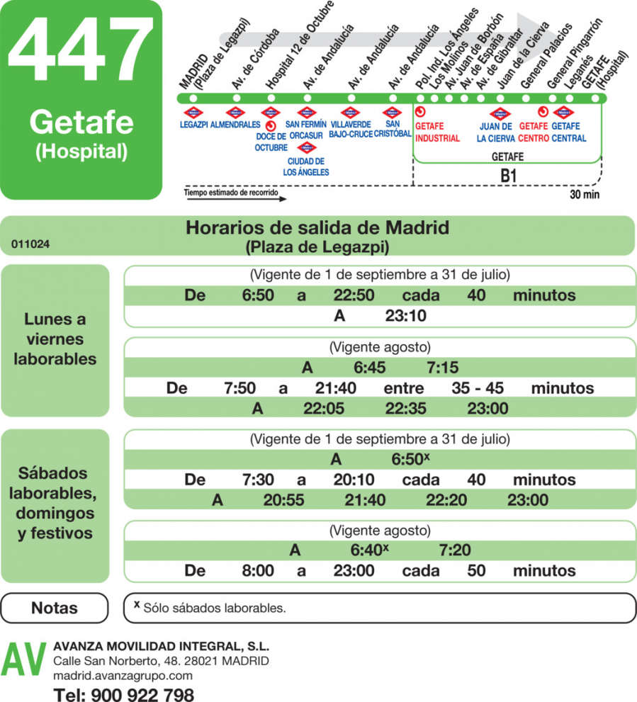 Horario de ida