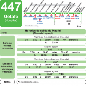 Horario de ida Línea 447 Autobuses Interurbanos