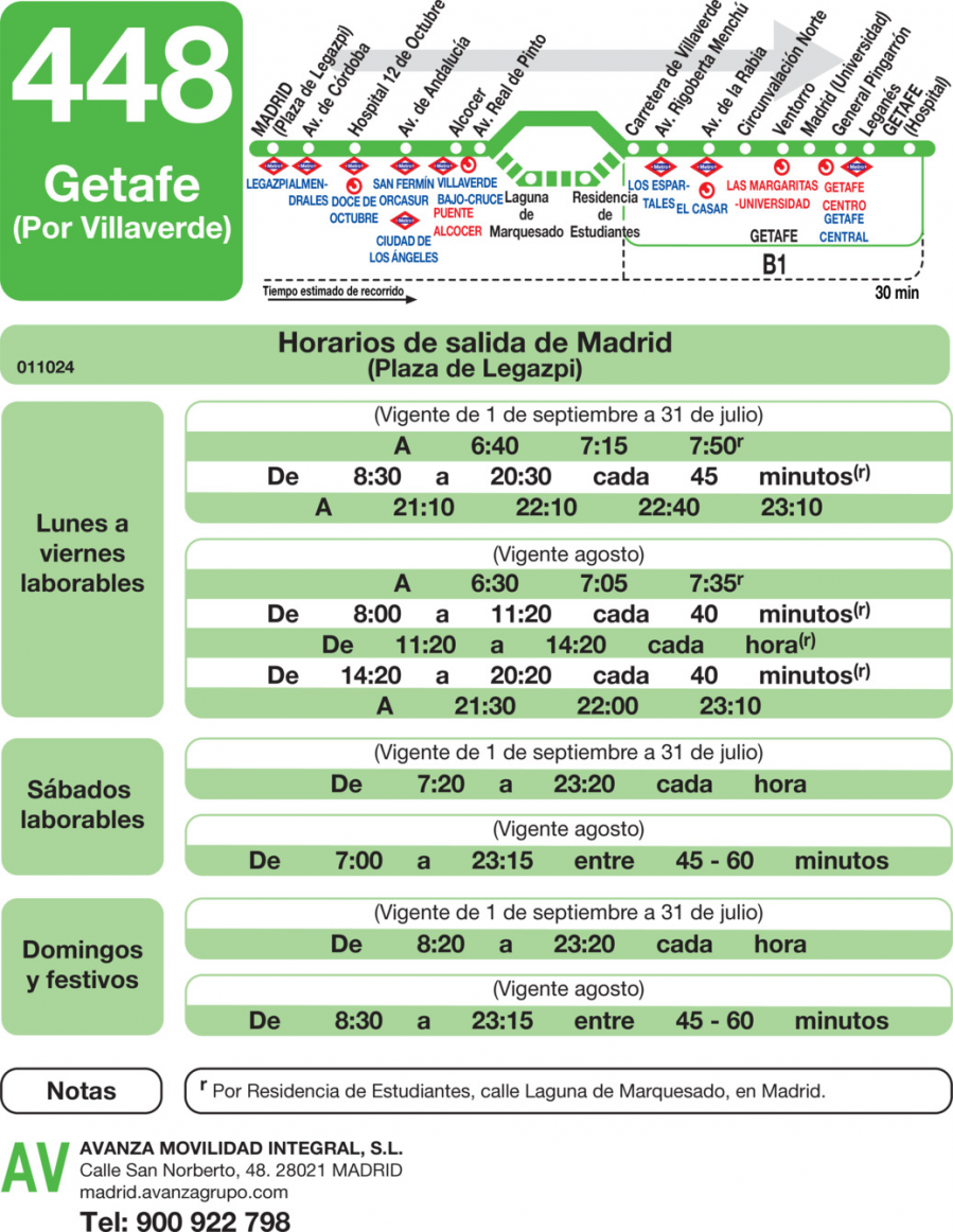 Horario de ida