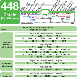 Horario de ida Línea 448 Autobuses Interurbanos