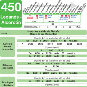 Horario de ida Línea 450 Autobuses Interurbanos