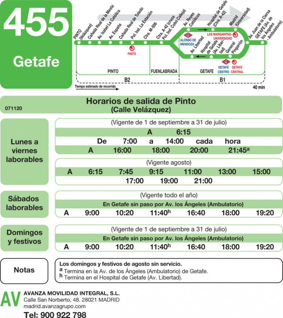 Horario de ida