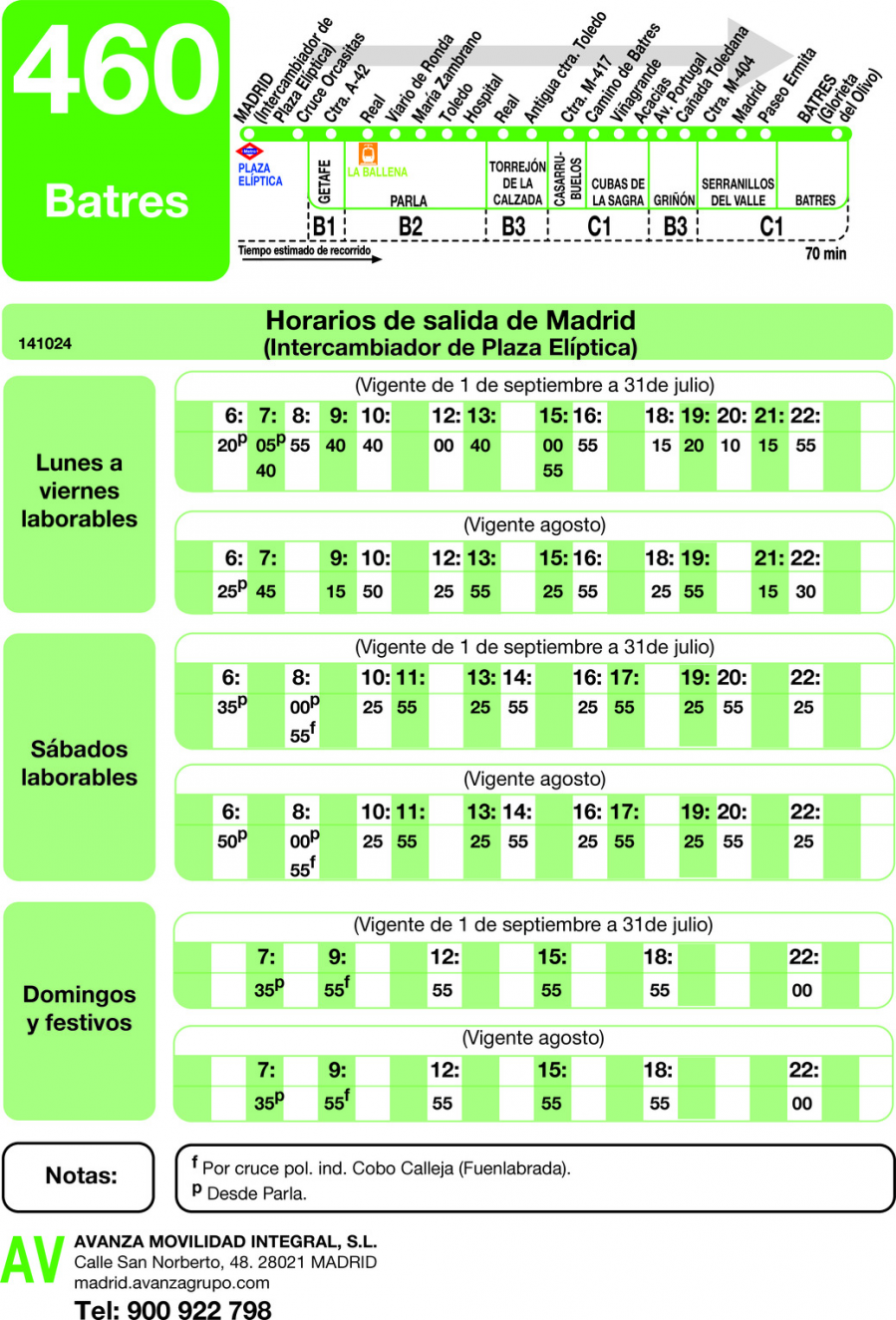 Horario de ida